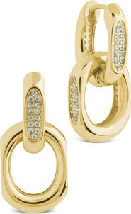 Sterling Forever Emerie Pavé Link Drop Earrings