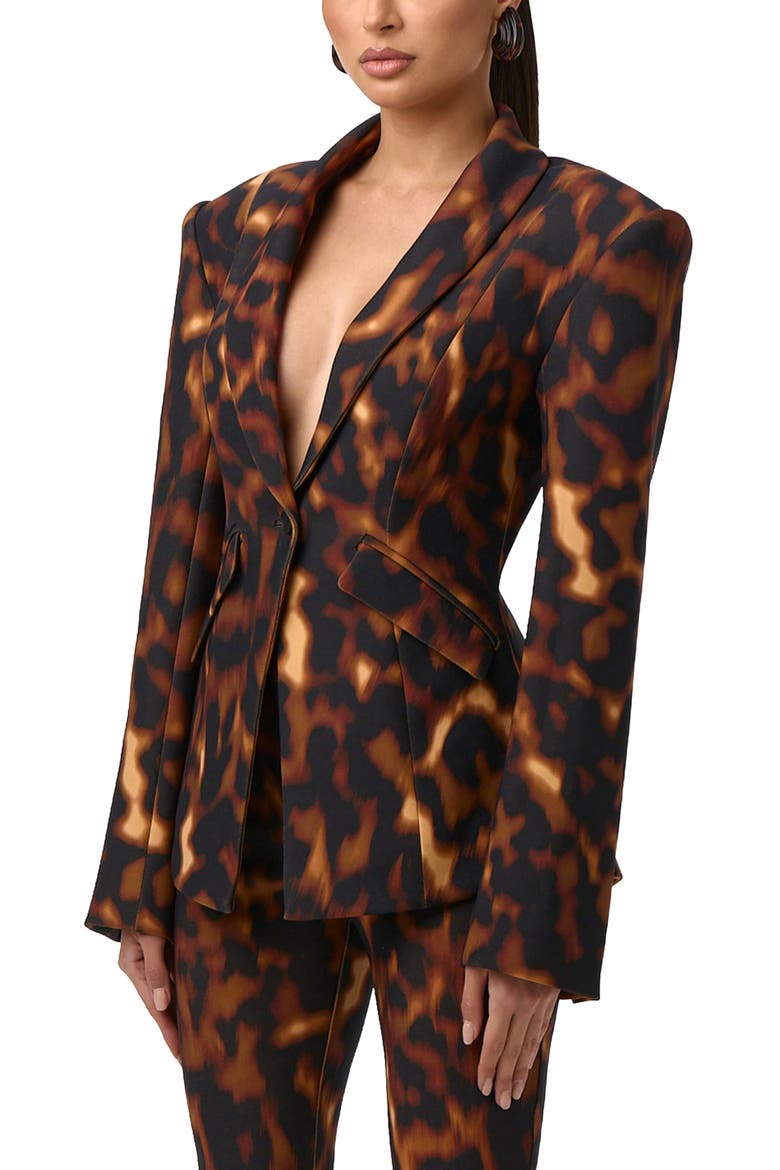 Animal Print Ponte Blazer, Alternate, color, TORTOISE