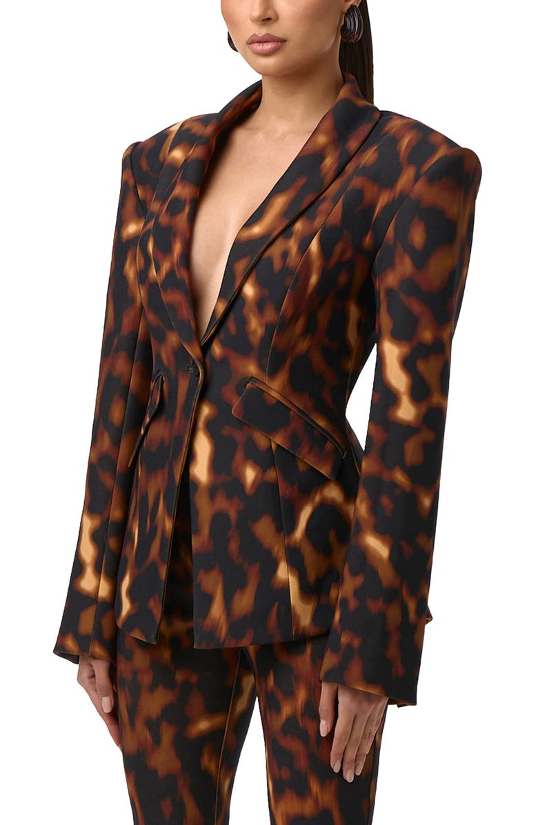 Naked Wardrobe Animal Print Ponte Blazer, Alternate, color, Tortoise