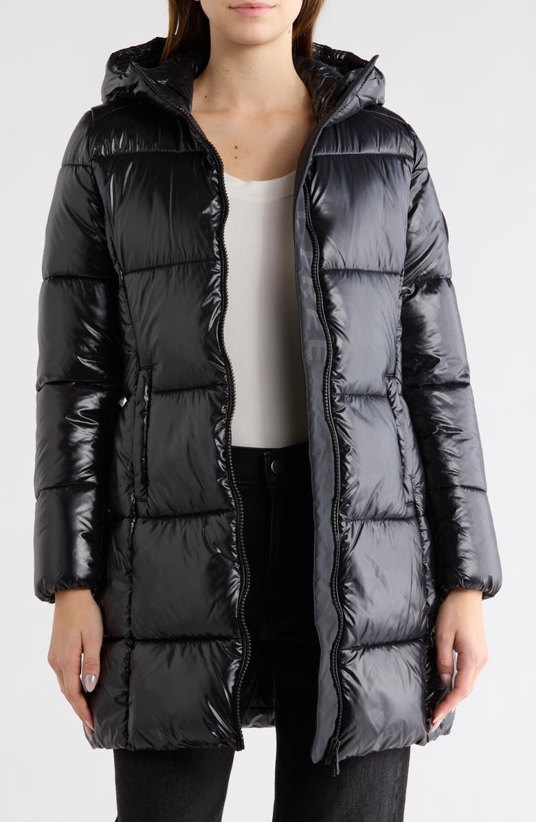 Save The Duck Ines Hooded Puffer Jacket, Alternate, color, Black