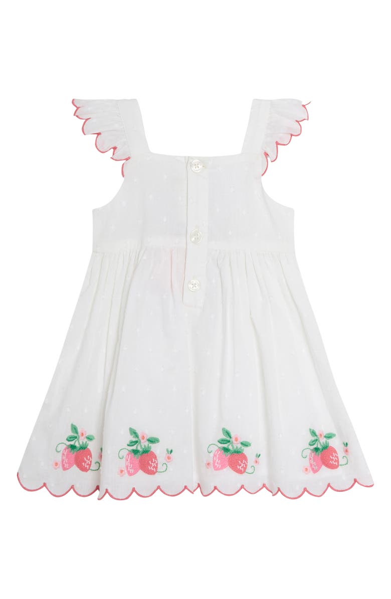 JOJO MAMAN BEBE Floral Strawberry Embroidered Ruffle Accent Cotton Dress & Bloomers, Alternate, color, Pink