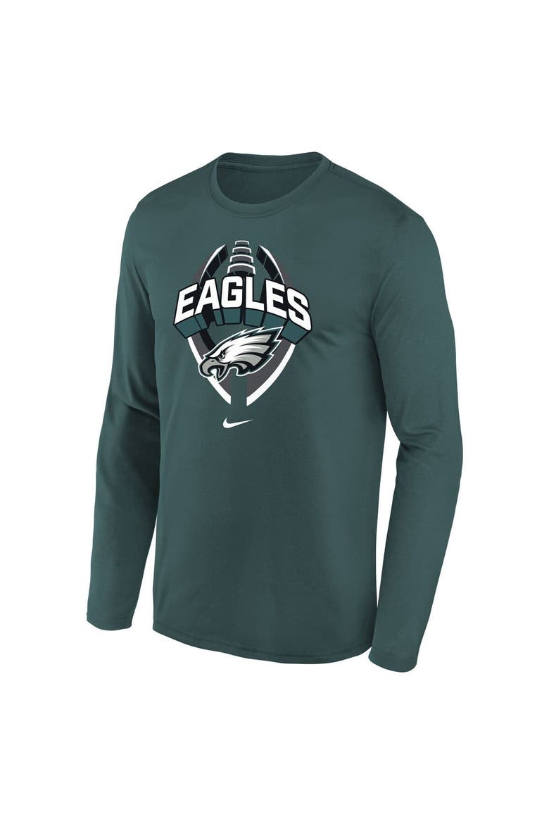 Youth Nike  Midnight Green Philadelphia Eagles Primetime Legend Icon Long Sleeve Performance T-Shirt, Alternate, color, Green