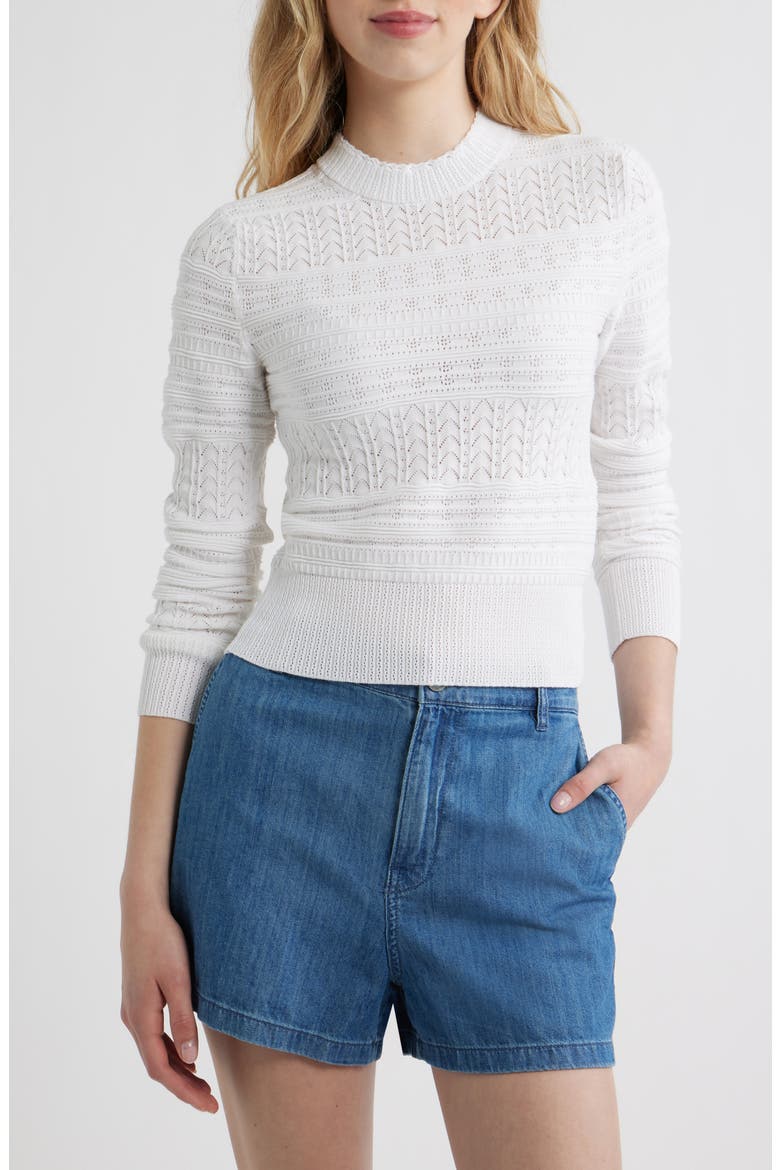 Cotton Crewneck Sweater, Main, color, WHITE