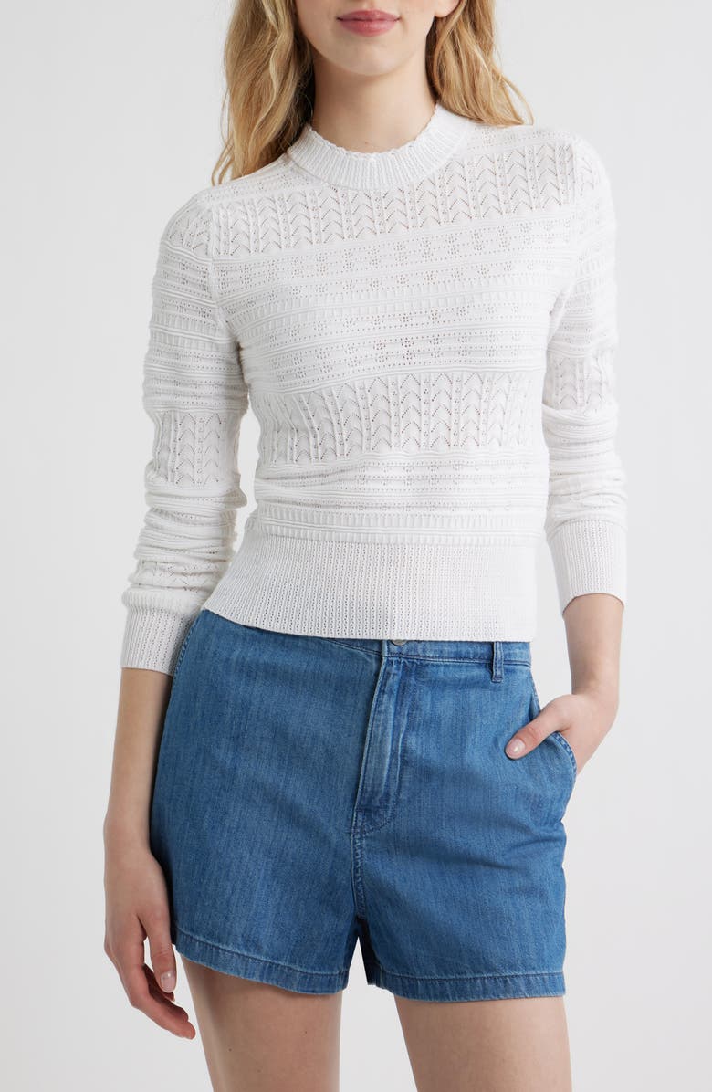 Madewell Cotton Crewneck Sweater, Main, color, White