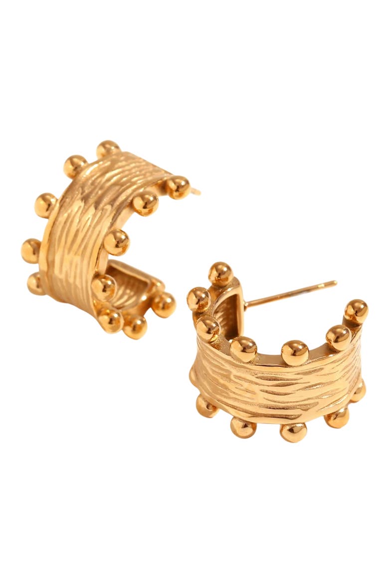 Crown Hoop Earrings, Main, color, GOLD