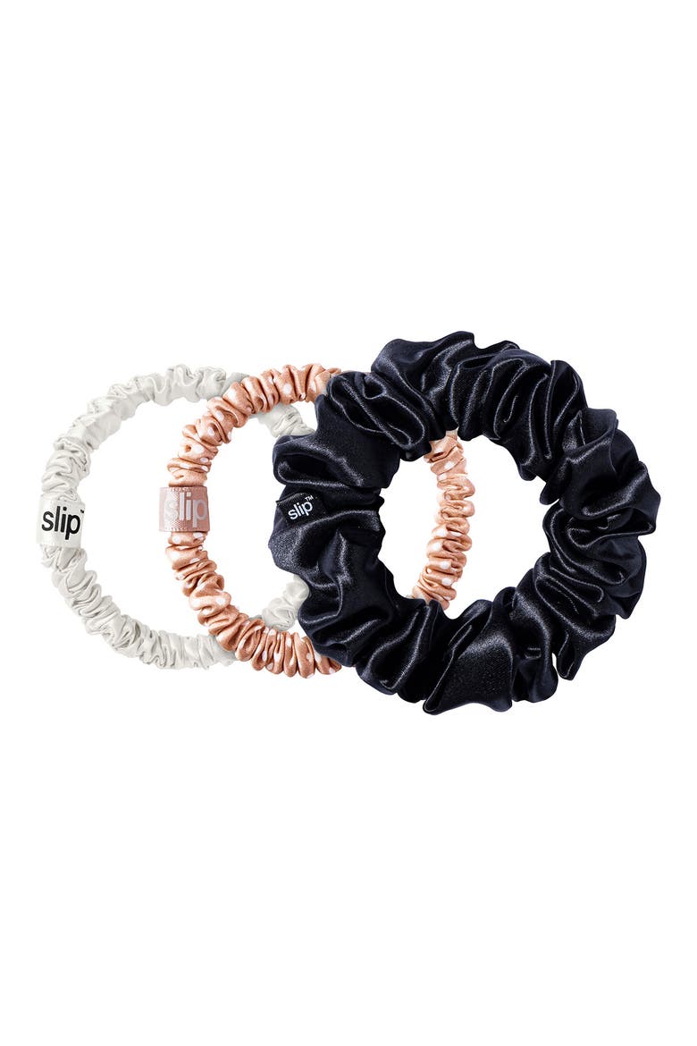 Pure Silk Hair Tie Stargazer Holiday Bauble (Nordstrom Exclusive), Alternate, color, BLACK/ROSE/WHITE