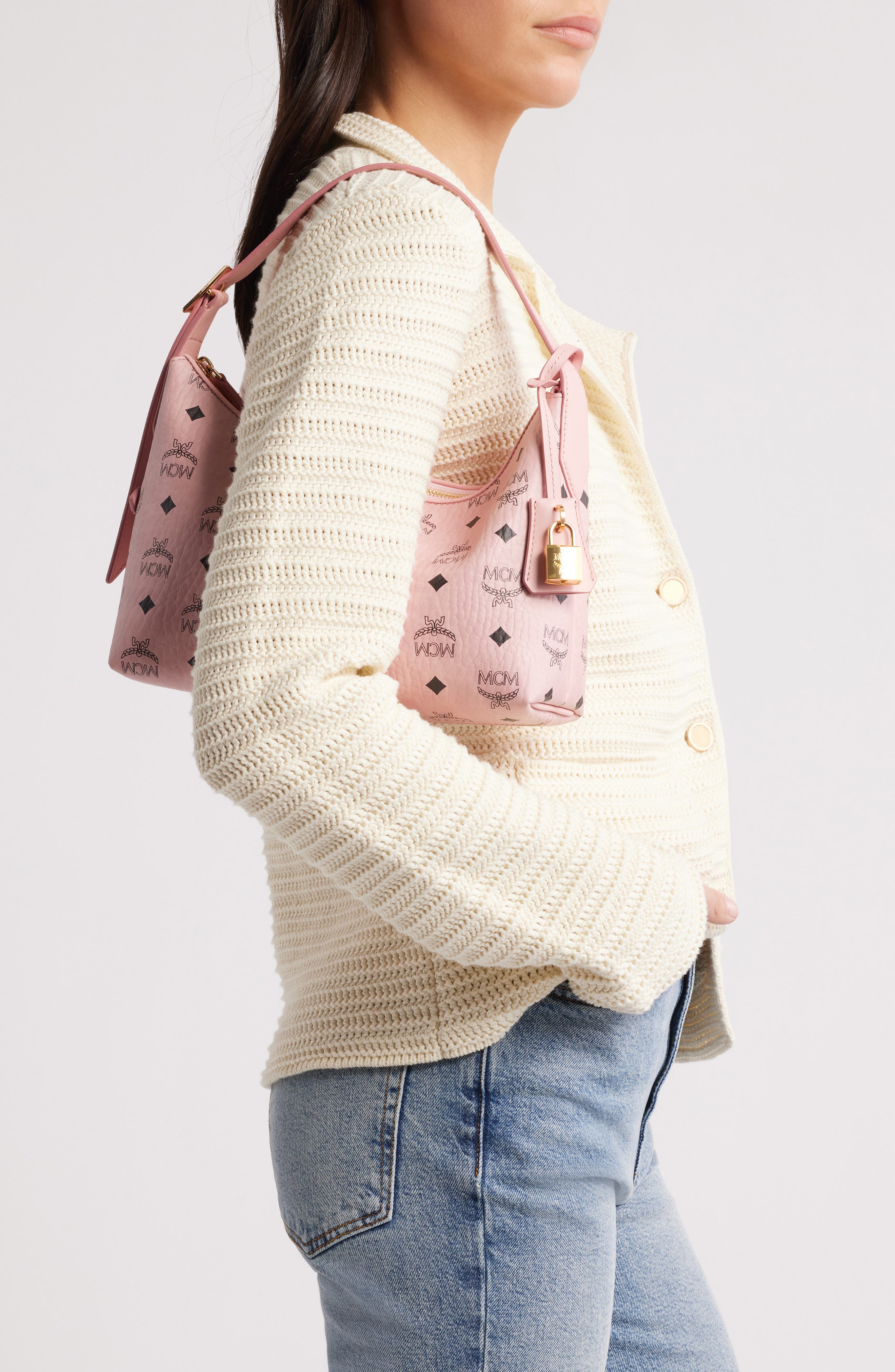 Aren Hobo in Visetos, Alternate, color, SOFT PINK