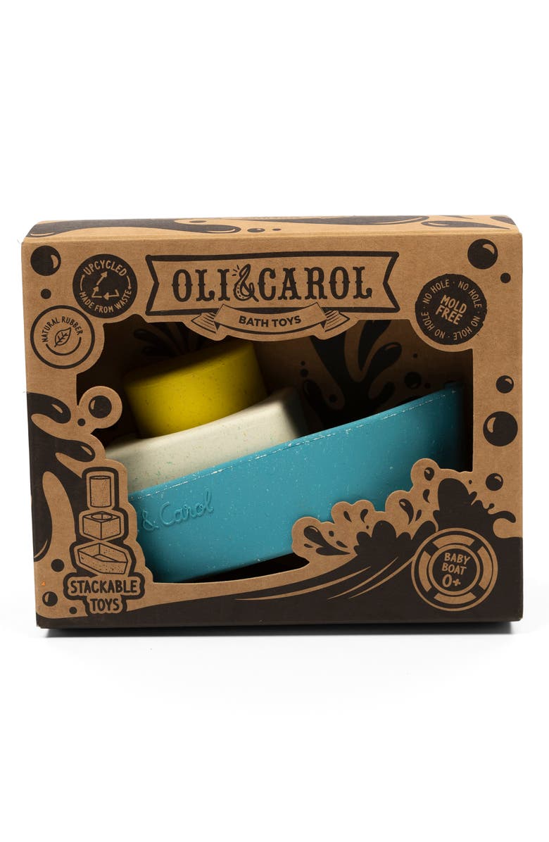 Oli&Carol Upcycled Boat Set of 3 Bath Toys, Alternate, color, Yellow