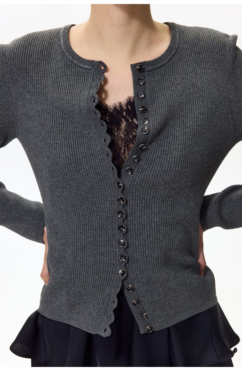 H&M Ribbed Cardigan, Alternate, color, Dark Gray Melange
