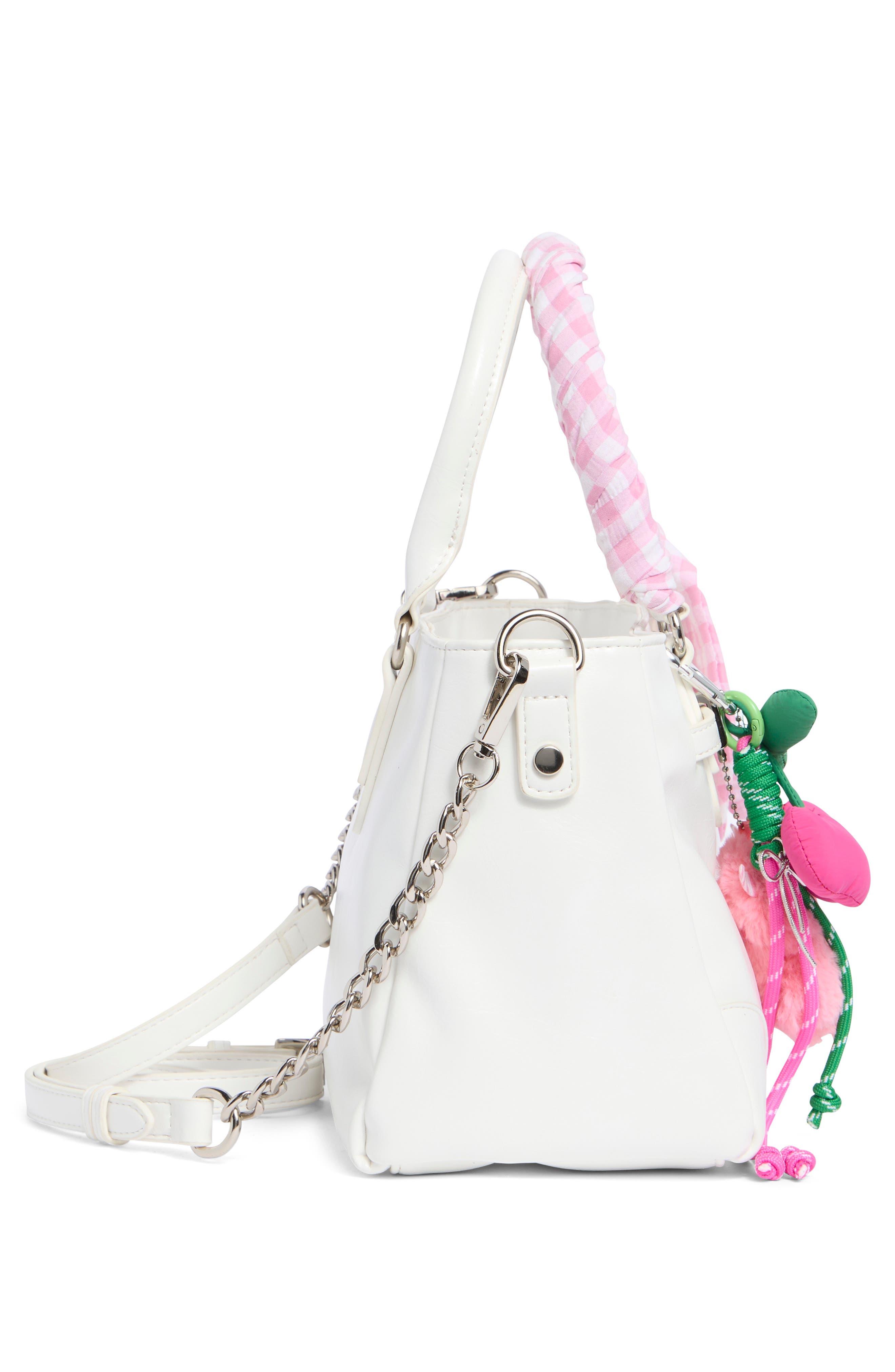 Madden Girl Kids' Crinkle Faux Leather Satchel, Alternate, color, White