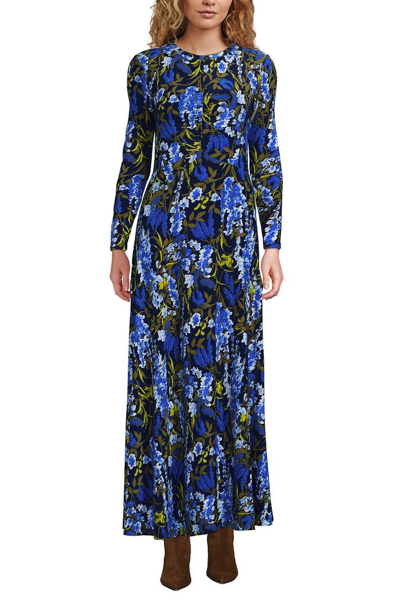 Lands' End Silky Knit Ruched Maxi Dress, Alternate, color, 