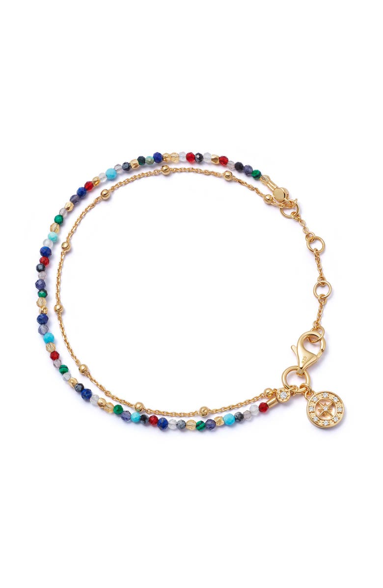 Astley Clarke Gold Fine Biography Multi Gemstone Compass Bracelet, Main, color, Multi Gemstone