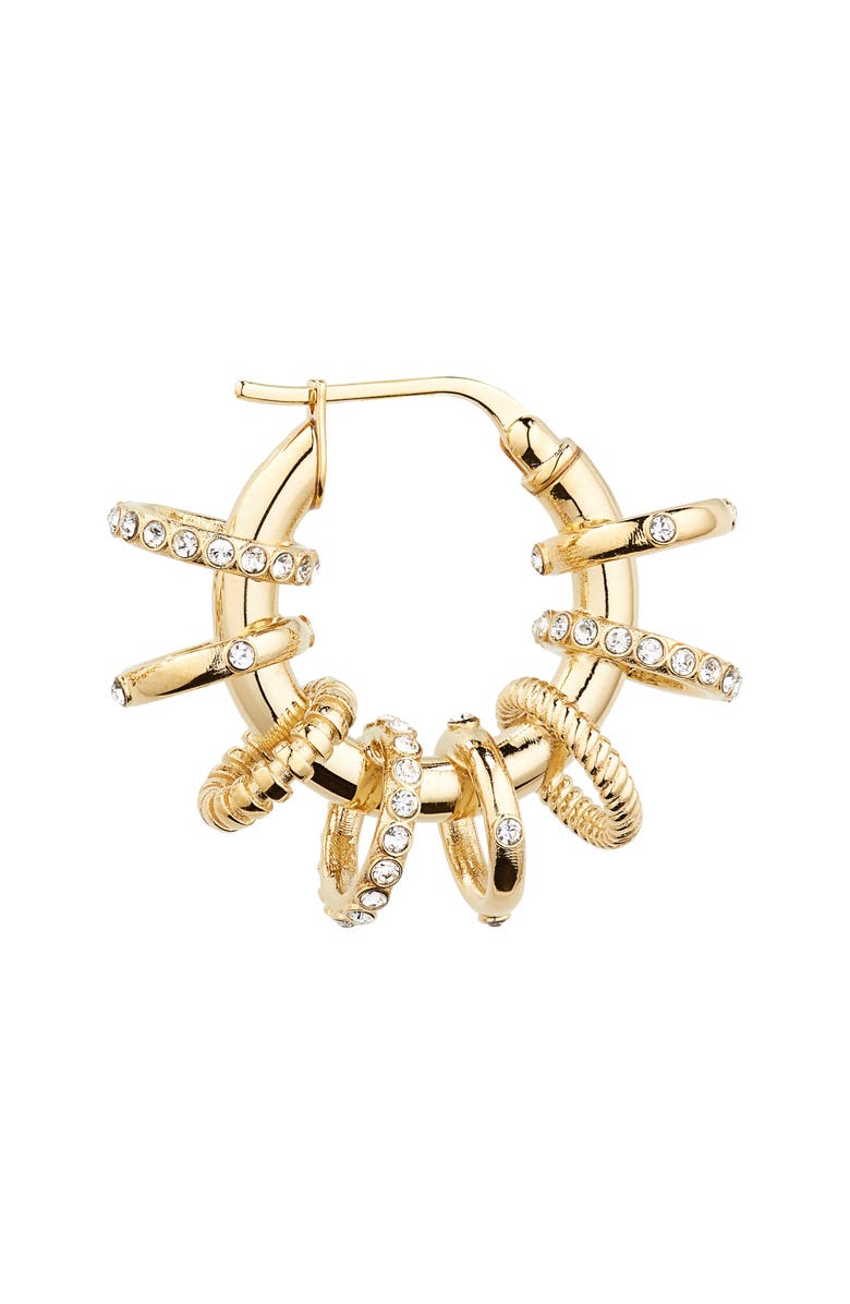 Amina Muaddi Small Multiring Hoop Earrings, Alternate, color, White Crystal/ Gold Base