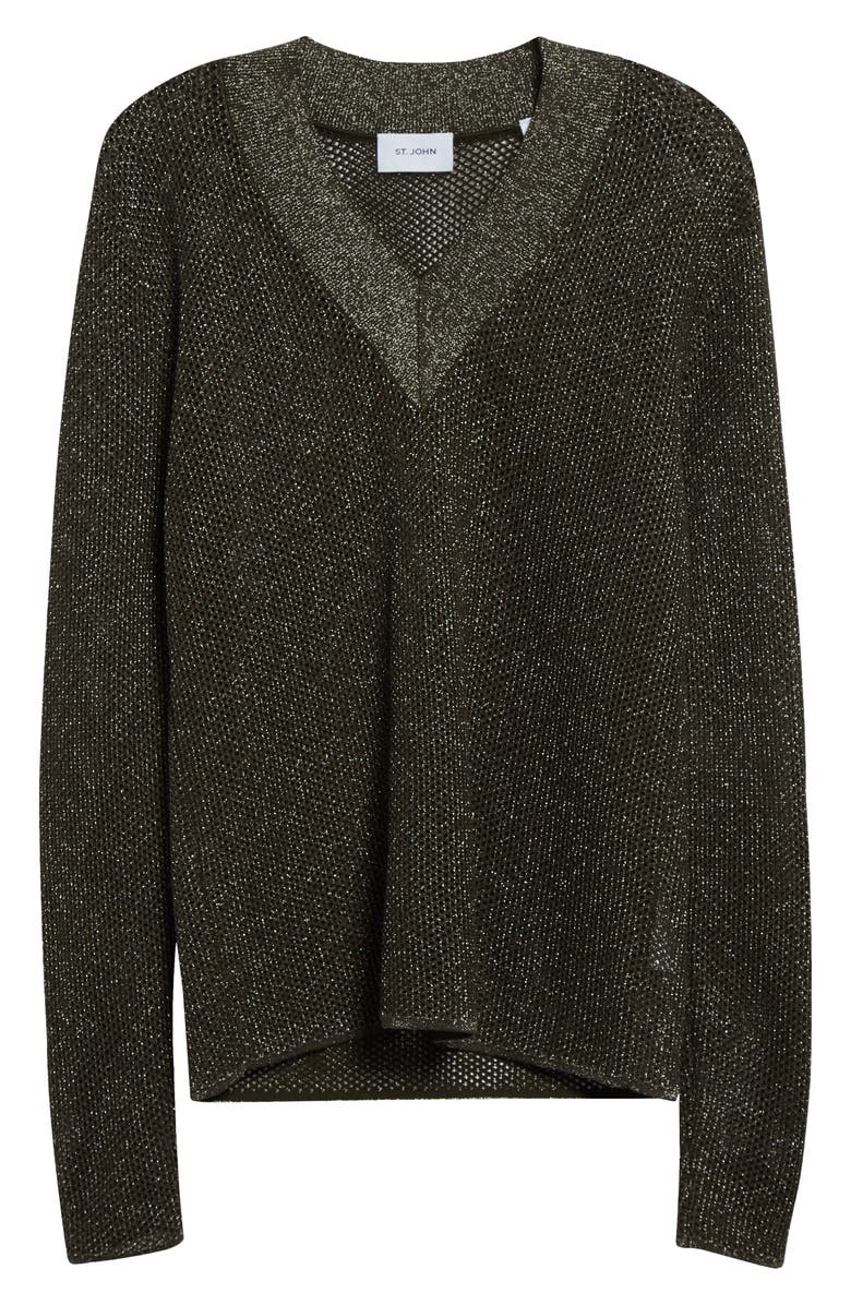 St. John Collection Sparkle Honeycomb Knit Sweater, Alternate, color, 