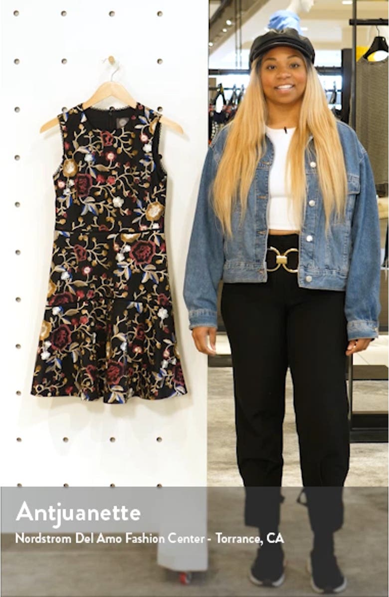 Embroidered Mesh Fit & Flare Dress, sales video thumbnail