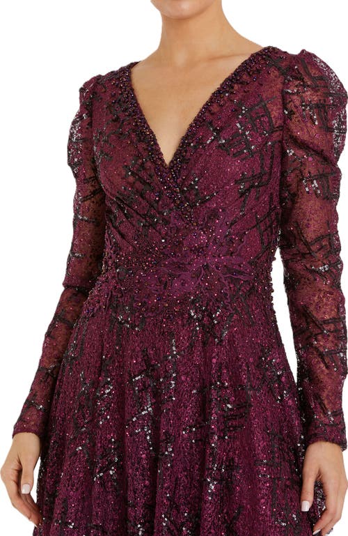 Mac Duggal Womens Lace Embellished Evening Dress In Plum