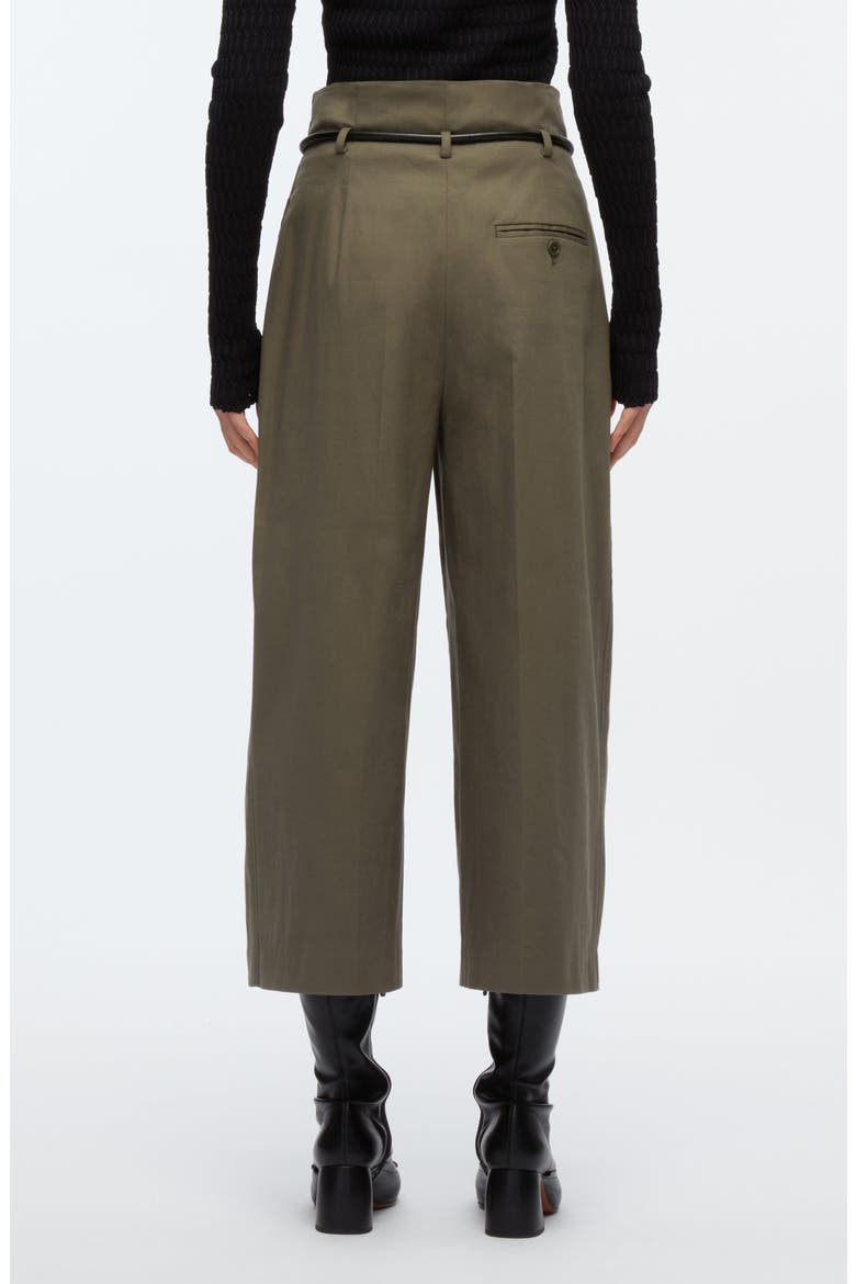 Origami Pleat Wide Leg Cropped Trousers, Alternate, color, ARMY
