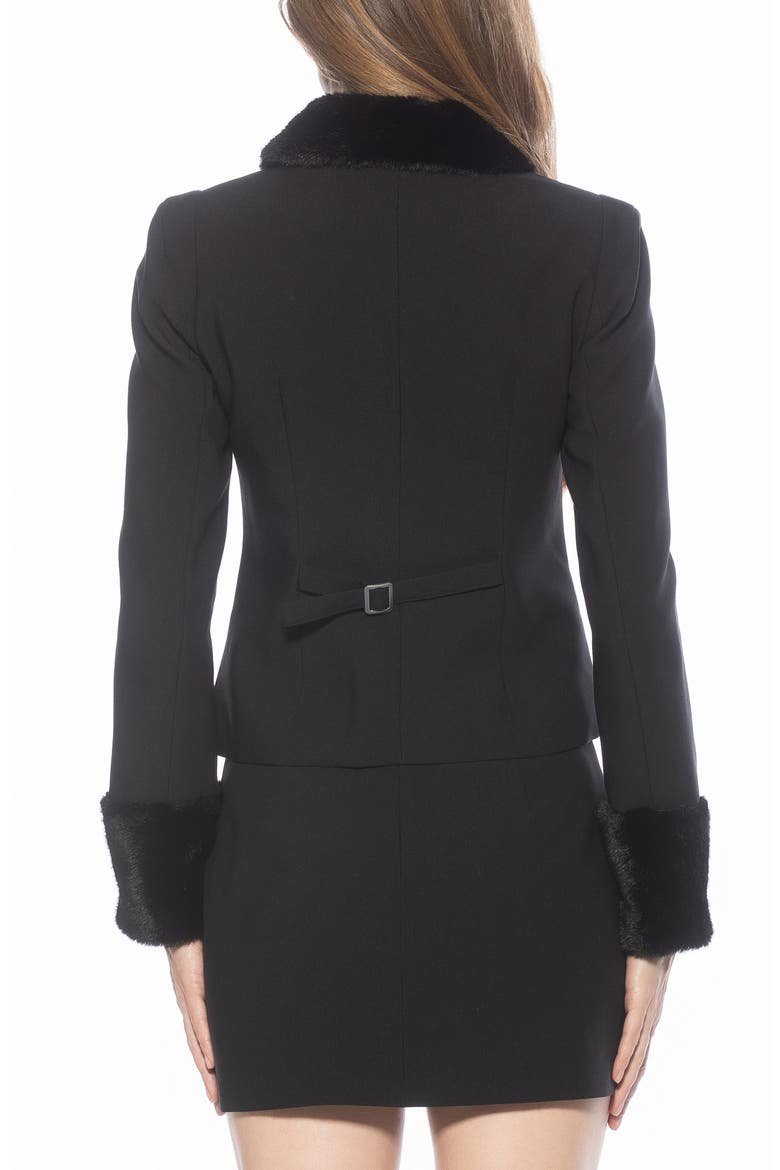 Fran Faux Fur Trim Twill Jacket, Alternate, color, BLACK
