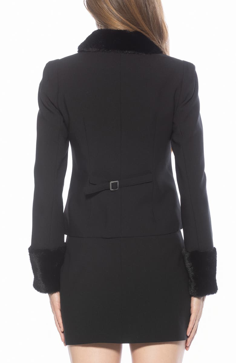 Alexia Admor Fran Faux Fur Trim Twill Jacket, Alternate, color, Black