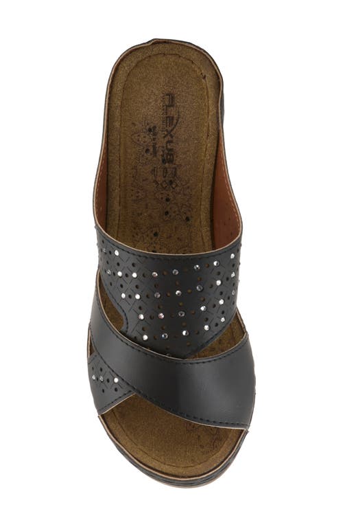 Flexus By Spring Step Perforated Wedge Sandal In Black