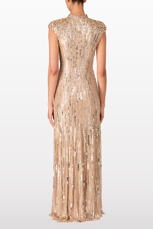 Jenny Packham Ernest Sequin-embellished Gown In Gold