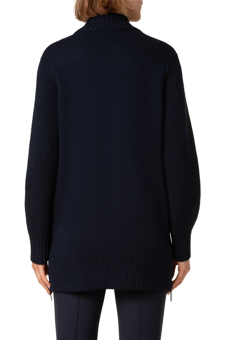 Stretch Merino Wool Bomber Cardigan, Alternate, color, NAVY