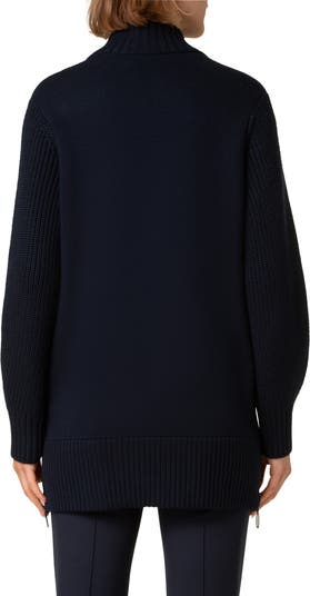 Stretch Merino Wool Bomber Cardigan