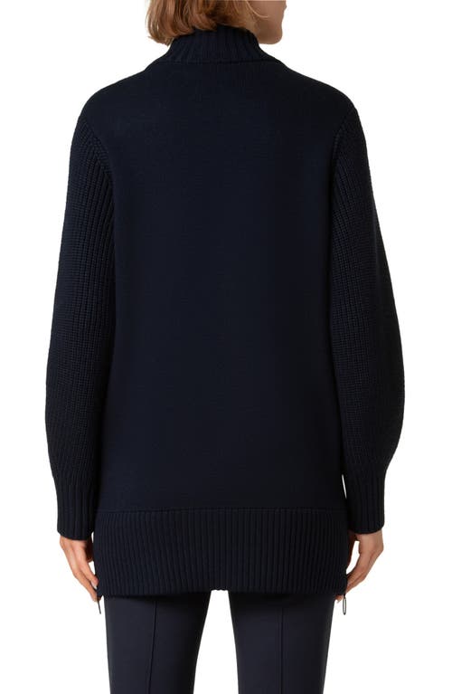 Akris Punto Stretch Merino Wool Bomber Cardigan In Navy