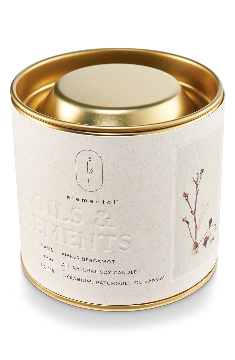 ILLUME<sup>®</sup> Elemental Amber Bergamot Natural Tin Candle, Alternate, color, 
