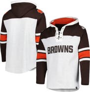 '47 Men's '47 Cleveland Browns Heather Gray Gridiron Lace-Up Pullover Hoodie