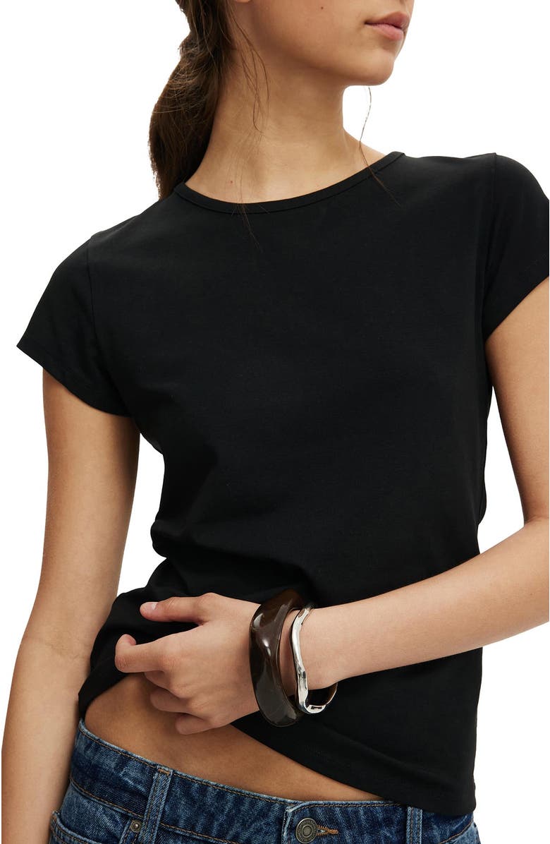 Cotton On Women
s Longline Crew Short Sleeve Tee, Alternate, color, Black