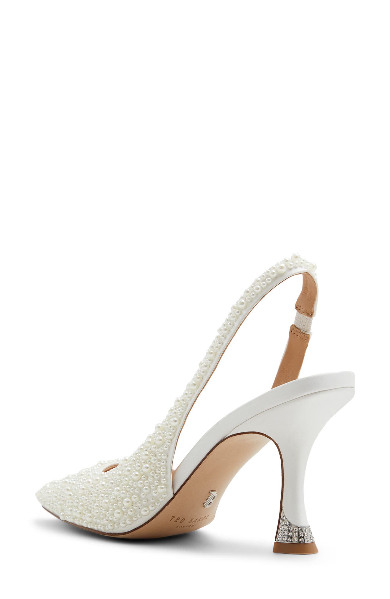 Ari Imitation Pearl Slingback Half D'Orsay Pointed Toe Pump, Alternate, color, WHITE