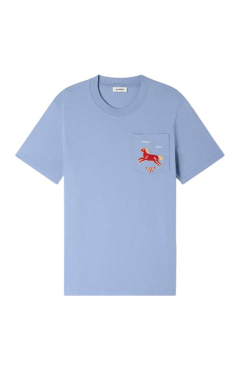 Embroidered horse cotton T-shirt