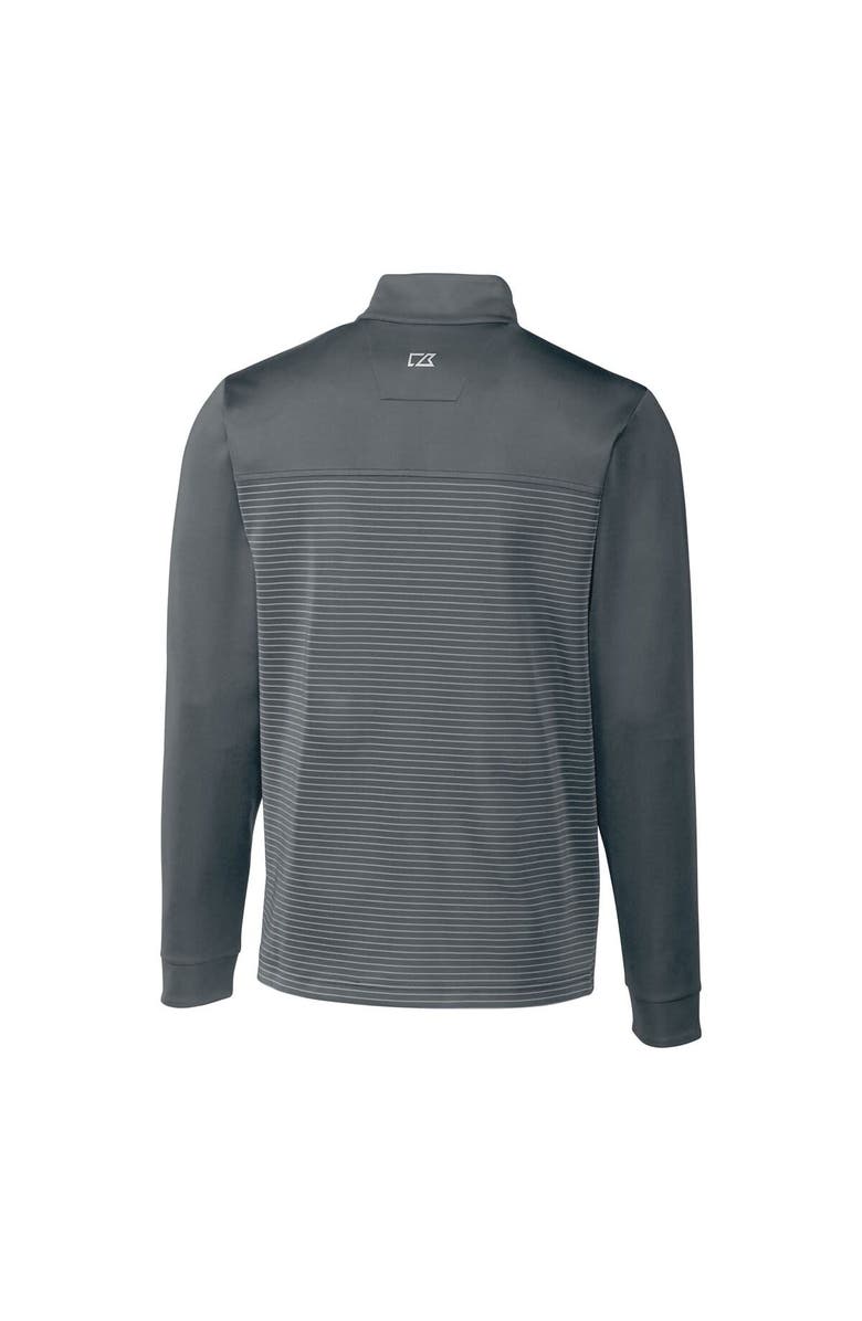 Cutter & Buck Men's Cutter & Buck Steel Buffalo Bills Throwback Logo Traverse Stripe Stretch Quarter-Zip Pullover Top, Alternate, color, 