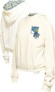 New Era Women's New Era Cream New York Rangers Glam Game Quarter-Zip Cropped Floral Hoodie Pullover