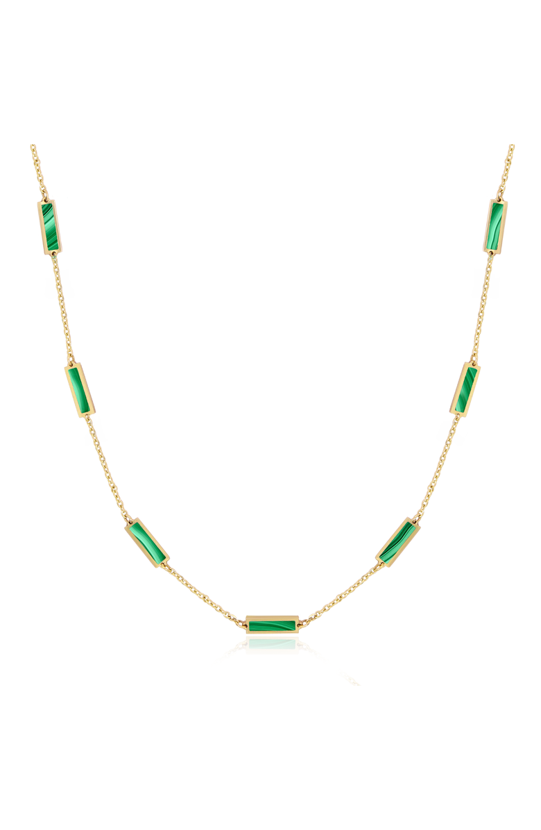 The Lovery Fine Jewelry Malachite Bar Chain Necklace, Main, color, Green