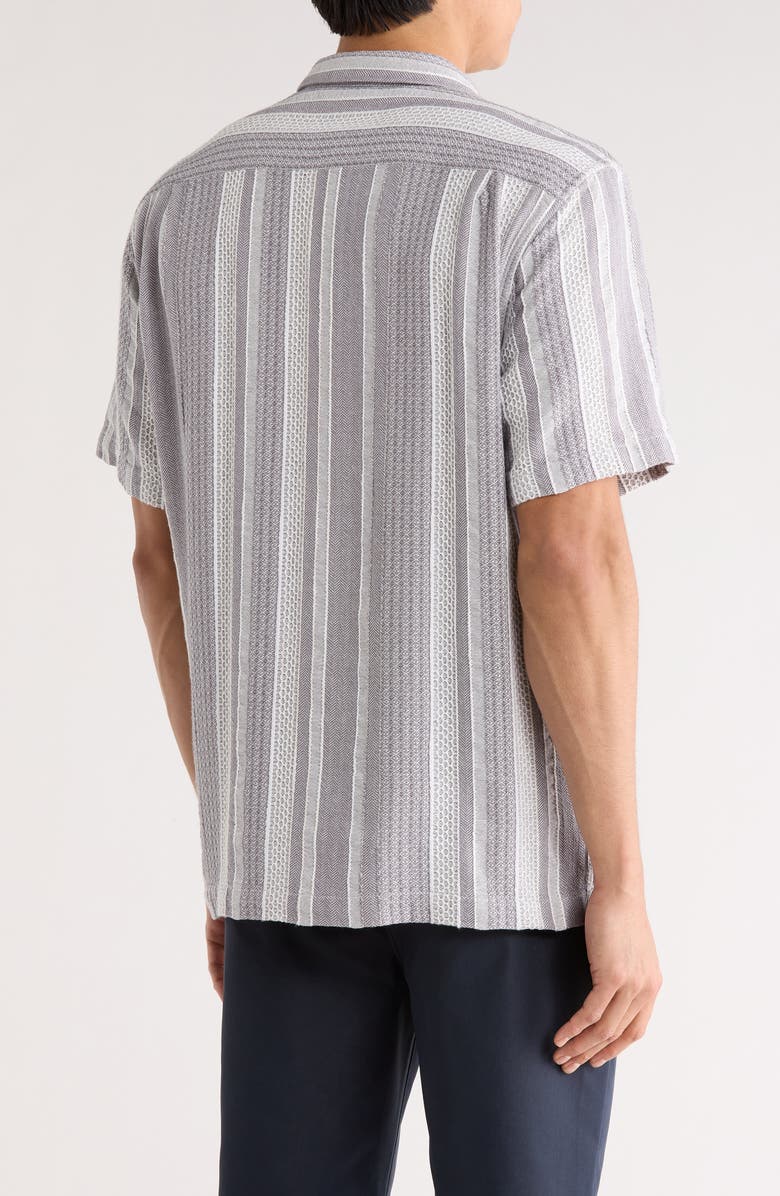 Tommy Bahama Milano Textured Stripe Cotton Camp Shirt, Alternate, color, Night Cap