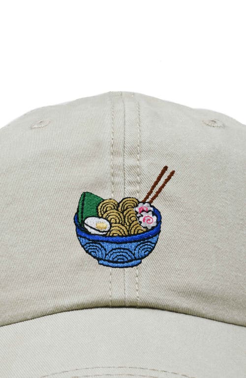 Dalix Noodles Embroidered Casual Cap In Washed Stone White