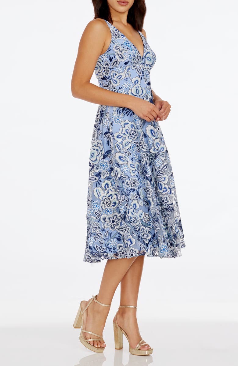 Dress the Population Elisa Cocktail Dress, Alternate, color, Blue Multi