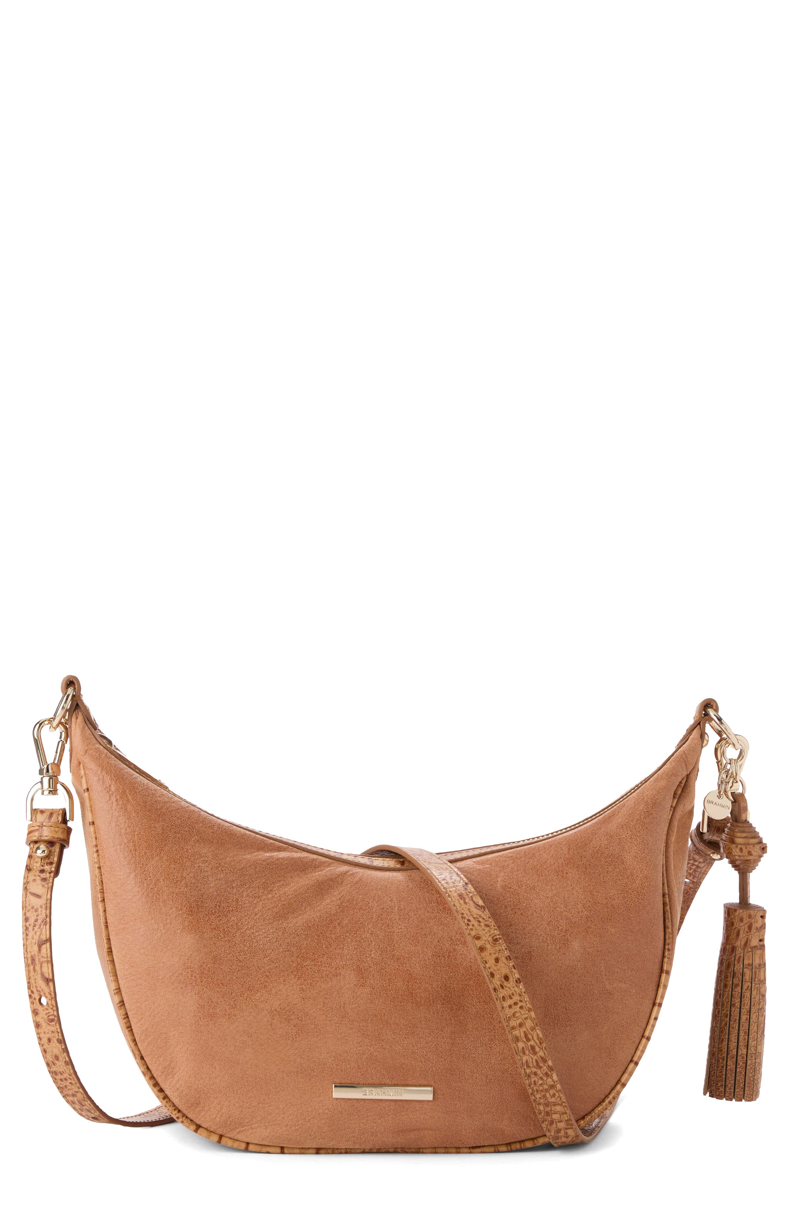 Brahmin Percy Leather Shoulder Bag, Main, color, Tan