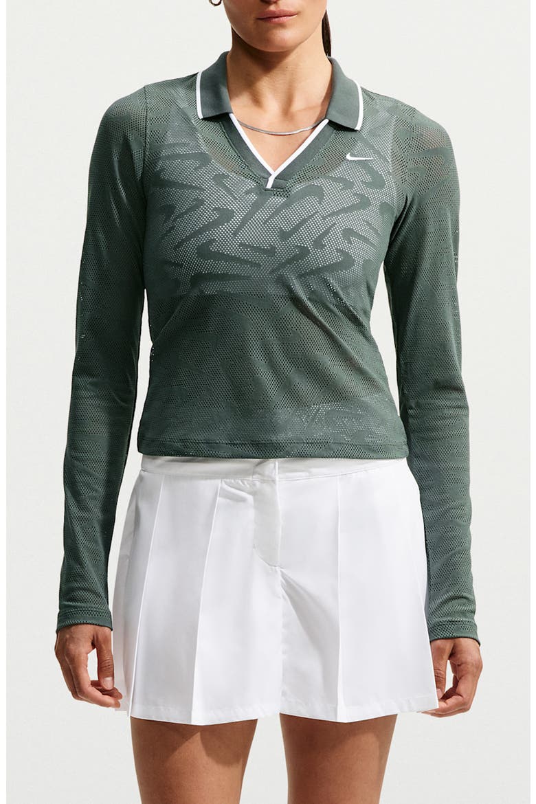 Long Sleeve Performance Polo, Main, color, CAMO GREEN/ WHITE