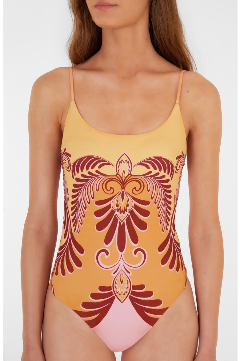 Arabesc One-Piece Swimsuit, Alternate, color, SOFT YELLOW