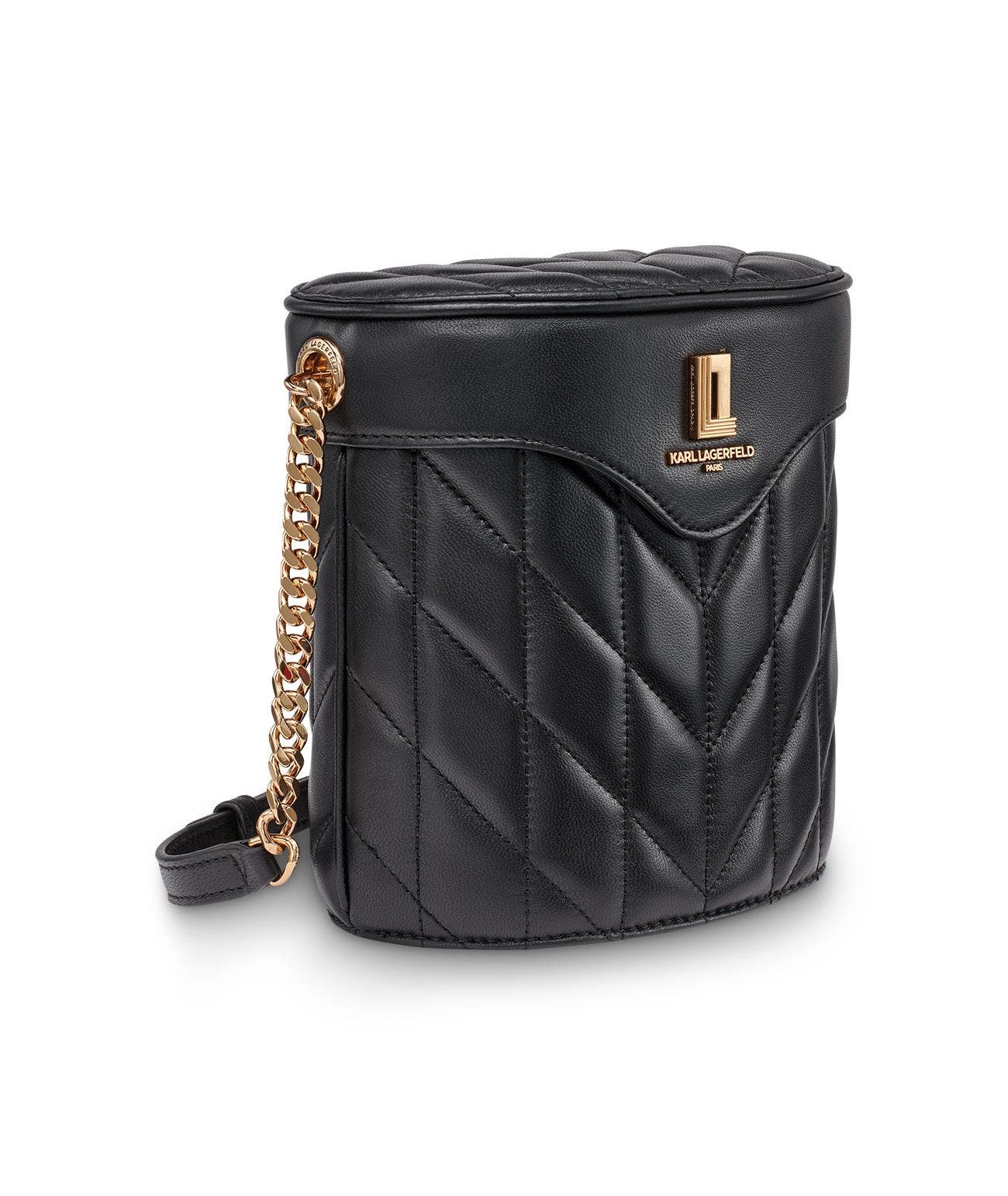 KARL LAGERFELD PARIS Lafayette Crossbody, Alternate, color, Black/Gold