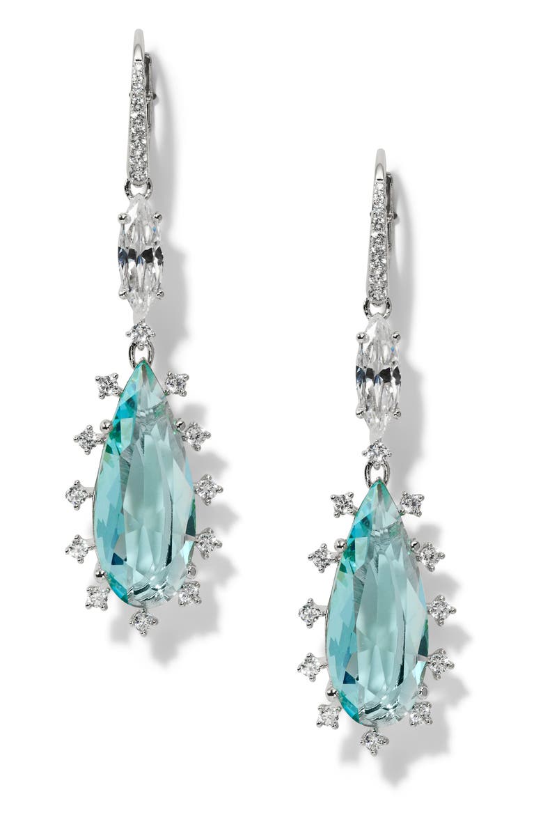 Mojito Cubic Zirconia Drop Earrings, Main, color, RHODIUM