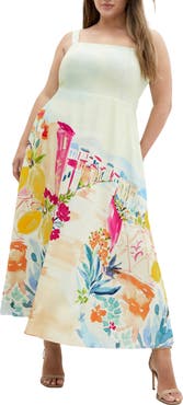 City Chic Sorrento Placed Print Midi Sundress
