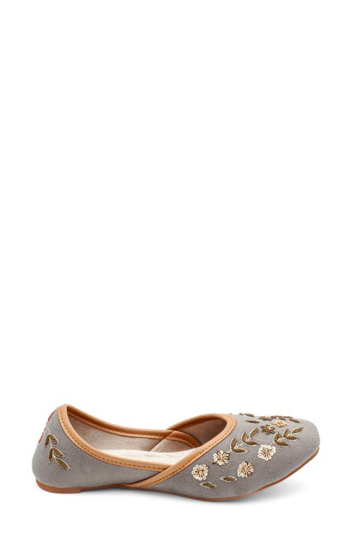 Fuchsia Paris Embroidered Jutti Flat In Gray