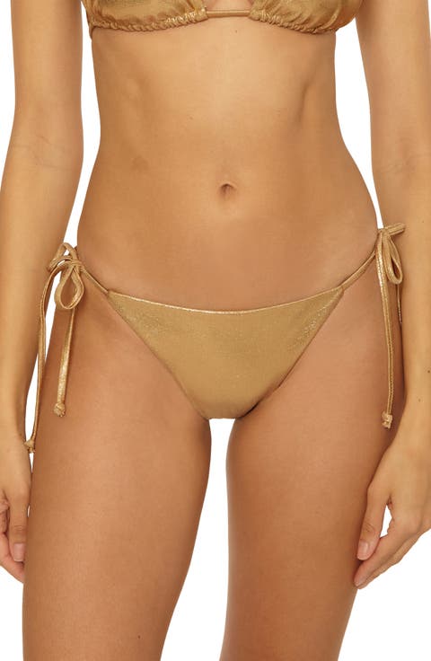 Liquid Metal Side Tie Bikini Bottoms