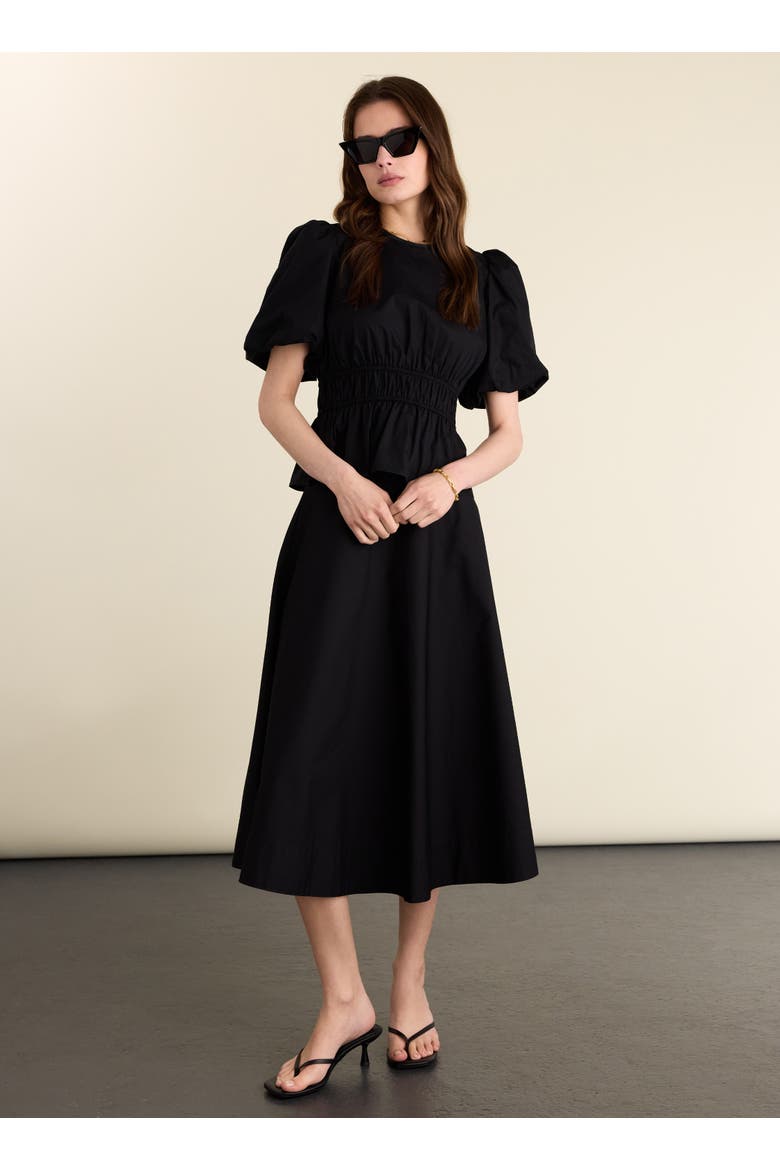 Loretta Organic Cotton Midi Skirt, Alternate, color, Caviar Black