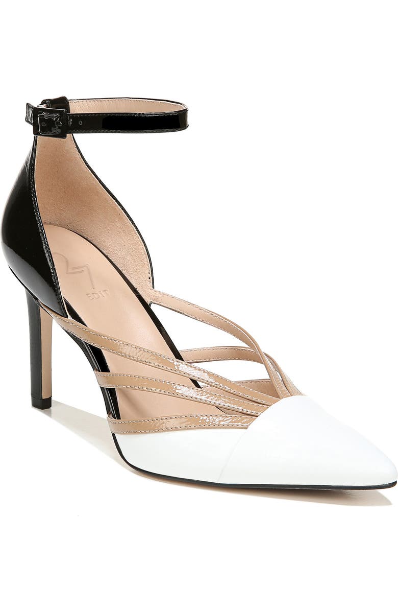 27 EDIT Naturalizer 27 Edit Abree Ankle Strap Pump, Main, color, Black/ White Multi Leather
