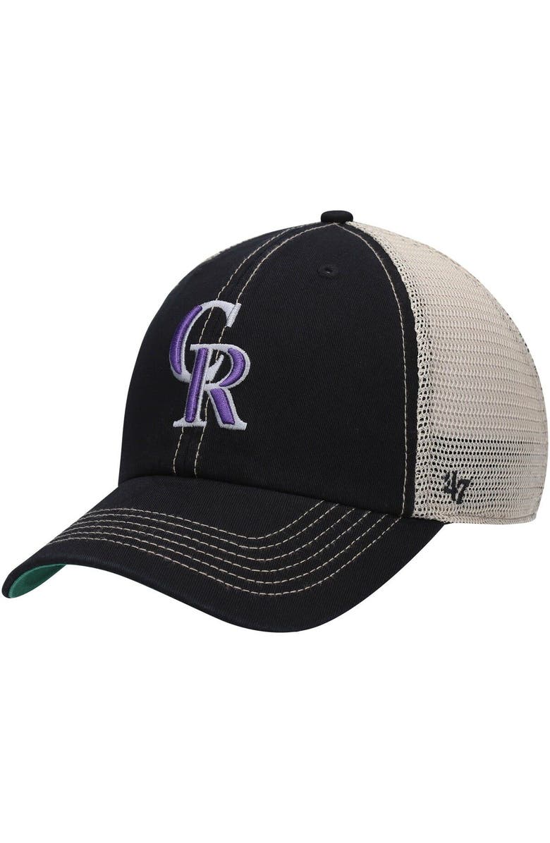 '47 Men's '47 Black Colorado Rockies Trawler Clean Up Trucker Snapback Hat, Main, color, 